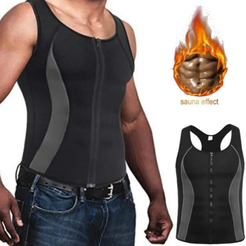 

Mens Zipper Neoprene Shaper Waist Trainer Slimming Vest Weight Loss Sauna Corset Compression Sweat Shapewear Anti Cellulite