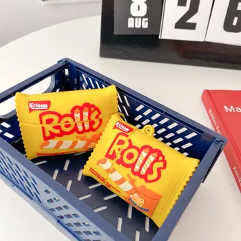 

Biscuit bag silicone wireless bluetooth earphone case for airpods 1 2 pro with hook cute biscuit headphone protective cover