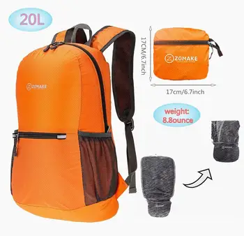 

ZOMAKE 20ML Ultra Lightweight Packable Backpack Small Water Resistant Travel Hiking Daypack Fitness Bag