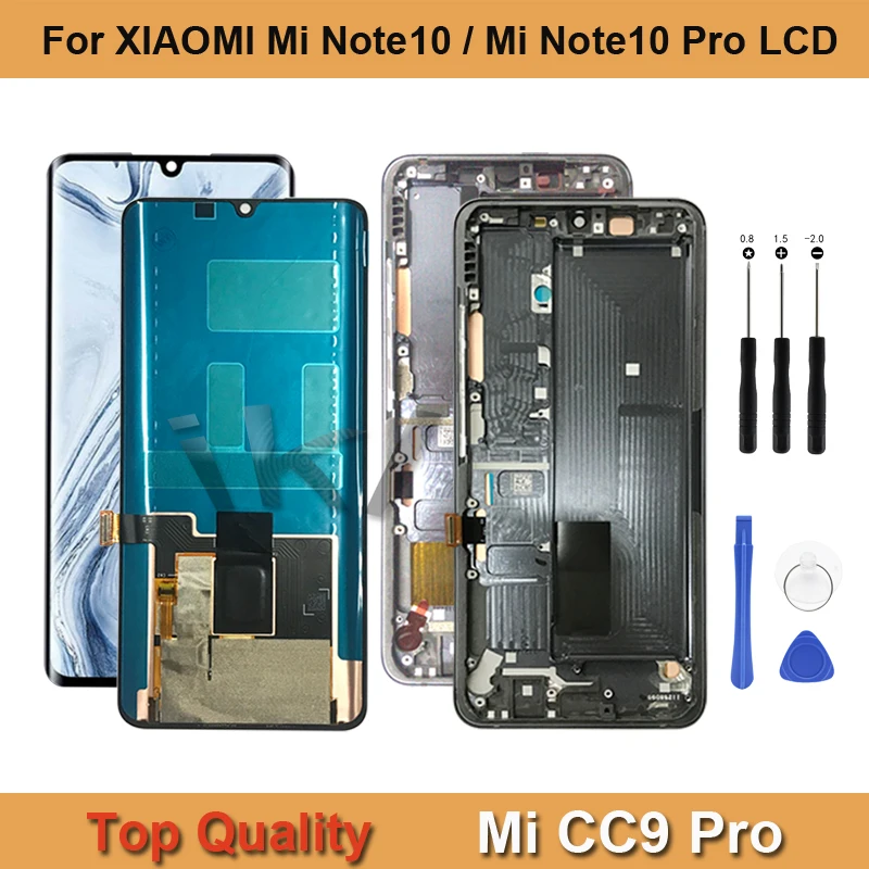 

Дигитайзер сенсорного дисплея 6,47 дюйма в сборе для ремонта XIAOMI Mi Note 10/Mi Note10 Pro/Mi CC9 Pro, сменный ЖК-экран с рамкой