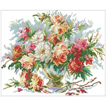 

Luxurious rose vase patterns Counted Cross Stitch 11CT 14CT 18CT DIY Cross Stitch Kits Embroidery Needlework Sets home decor