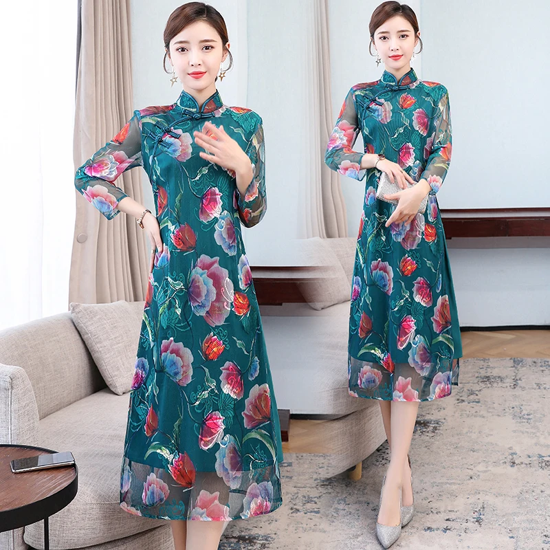 Летнее платье qipao для девушек этническое вьетнамское Ao dai женщин|ao dresses|ao daiao vietnam |
