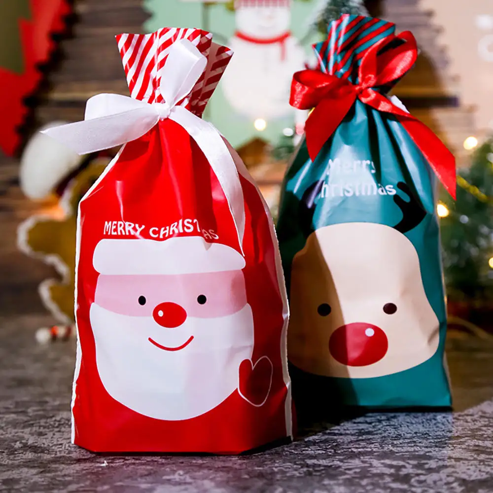 

20pcs Christmas Gift Bags Party Drawstring Decoration Bag Snowflake Crisp Candy New Year Packing Stocking Gift Bags