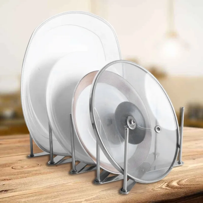 Kitchen Organizer Pot Lid Rack Extended Stainless Steel Spoon Plate