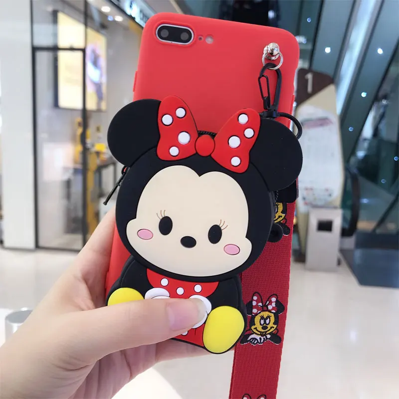 

Abmos Cartoon Silicone Mickey Minnie Coin Purse Phone Case For iPhone 7 8 6 6s Plus wallet storage For iPhone X Xs 11 Pro Max XR