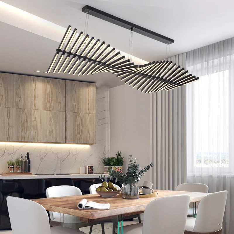 

Modern arik levy LED Chandelier lighting irregular fishbone dining lamp lustre Designer Chandeliers Variable shape ribs Light