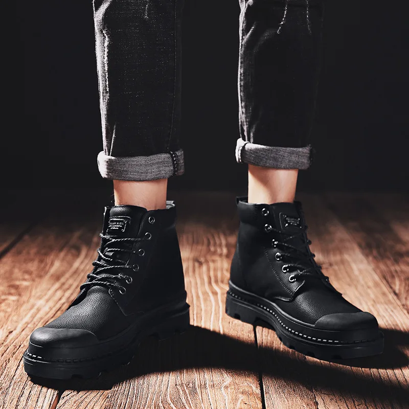 

Autumn And Winter Martin Boots Snowfield MEN'S SHOES Cowhide Bullock High-ankle Leather Casual Shoes Waterproof Trendy Shoes Eng