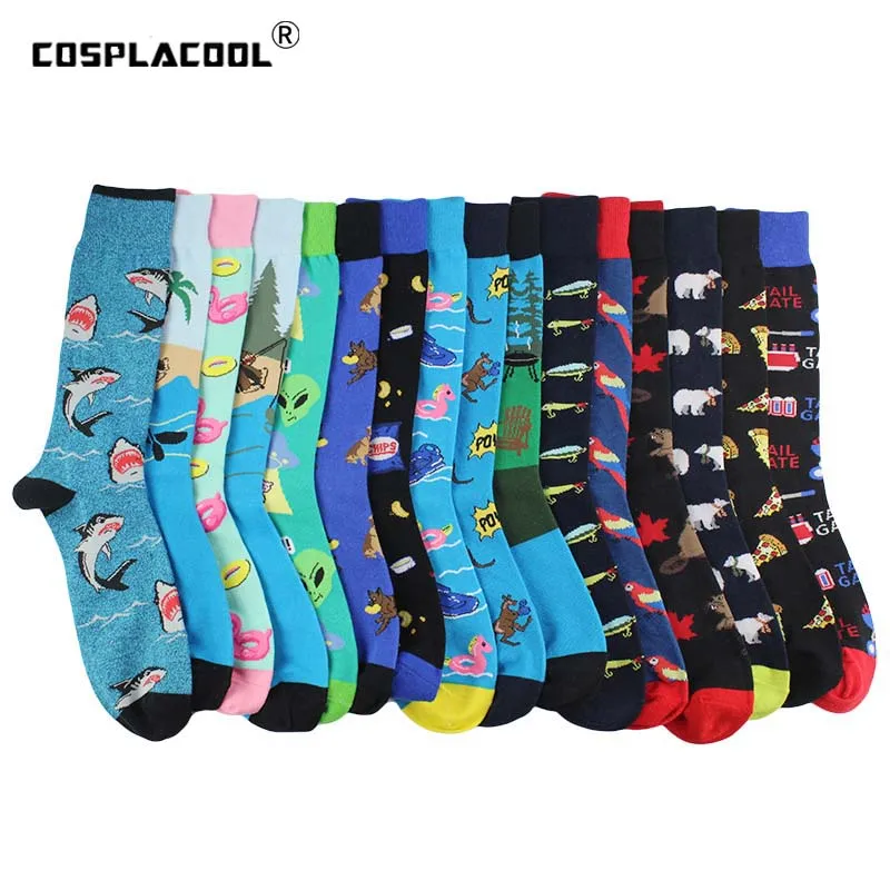 Creative Bird Squirrel Alien Socks Combed Cotton Funny Socks Men