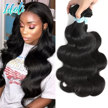 

Idoli Hair Brazilian Body Wave Human Hair Weave Bundles Natural Black 1/3/4 pcs/lot 100% Human Hair Bundles Remy Hair