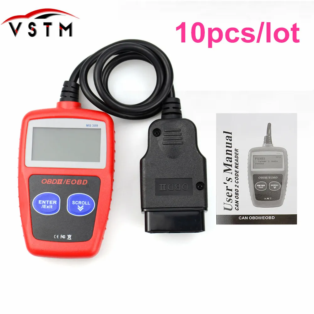 10pcs Ms309 Obd2 Eobd Fault Code Reader Scanner Diagnostic Scan Reset