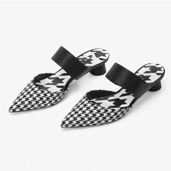 

Muller Shoes Women New Fashion Wide Strap Pointed Toe Round Medium Heels