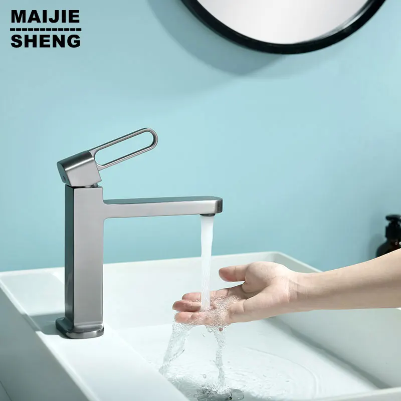 

Basin Faucet Gunmetal Deck Mounted Single Hole Single Handle Vanity Water Tapware Bathroom Mixer Sink Tap Hot Cold Solid Brass