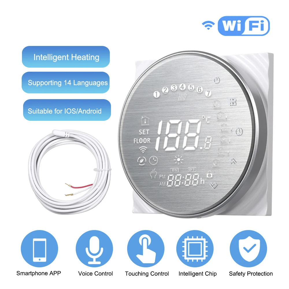 Termostato de calefacción eléctrico inteligente con pantalla táctil LCD, controlador de temperatura programable semanal para habitación, 16A, 95 ~ 240V GB