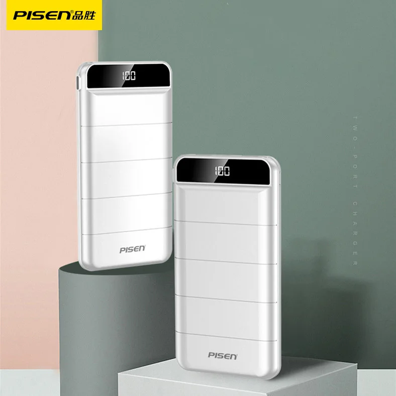 PISEN портативный внешний аккумулятор 20000 мАч Power Bank Быстрая зарядка повербанк Dual USB