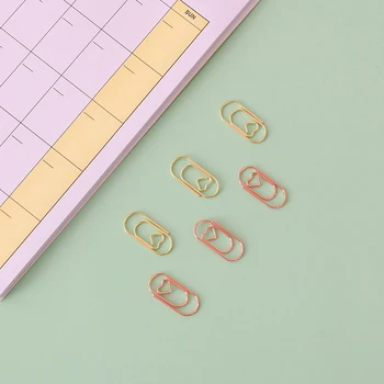 

50pcs/bag Metal Mini Heart Rose Gold Paper Clip Bookmark Planner School Office Stationery