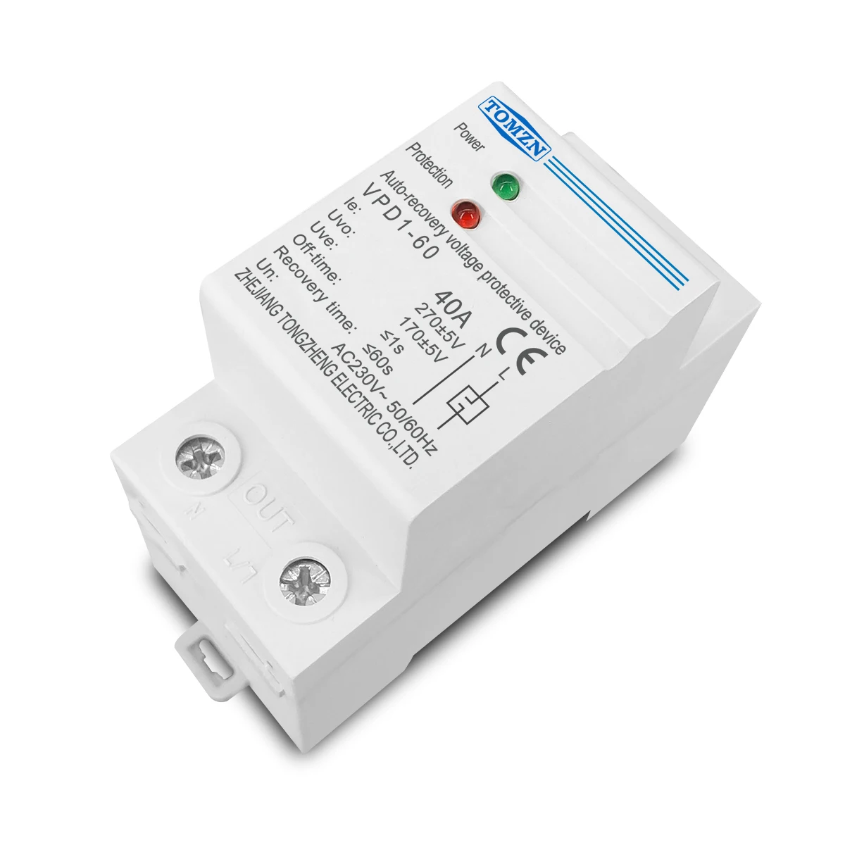 1 pcs 40A 230V Din rail automatic recovery reconnect over voltage and under voltage protective device Voltage Protector Relay