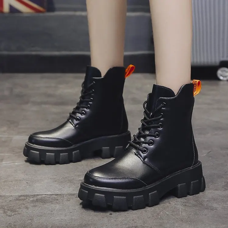

Boots Woman 2019 England Wind Boots Woman Thick Bottom Short Boots Women's Shoes