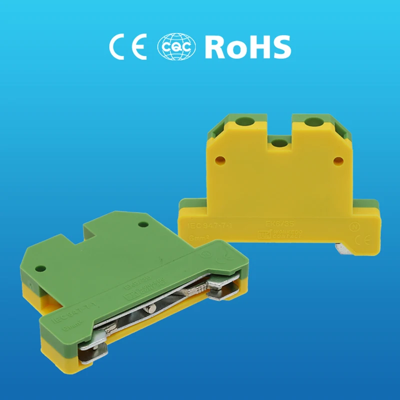 10PCS EK6/35 Electrical Cable Wire Connector Terminals Ground Screw Terminal Block Wiring Connection Terminator Wire Joint