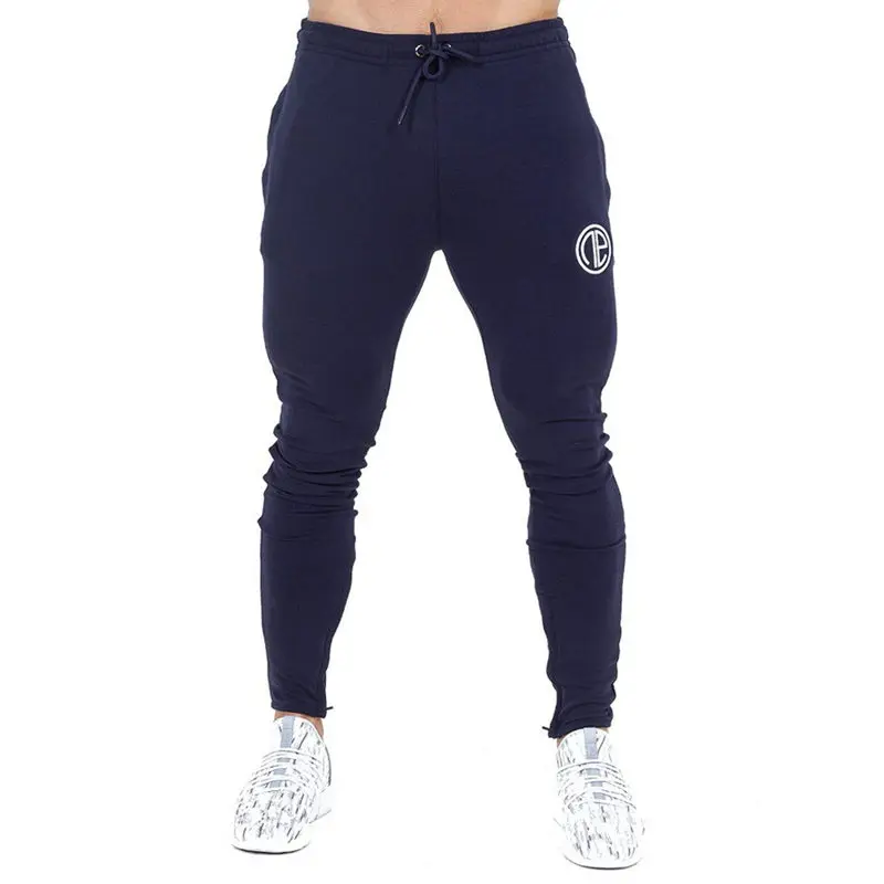 Mens Running Sportswear Sets Sweatshirt Sweatpants Gym Fitness Bodybuilding Hoodies Tops Pants Male Jogging Workout Tracksuits - Color: Navy blue (Pants)