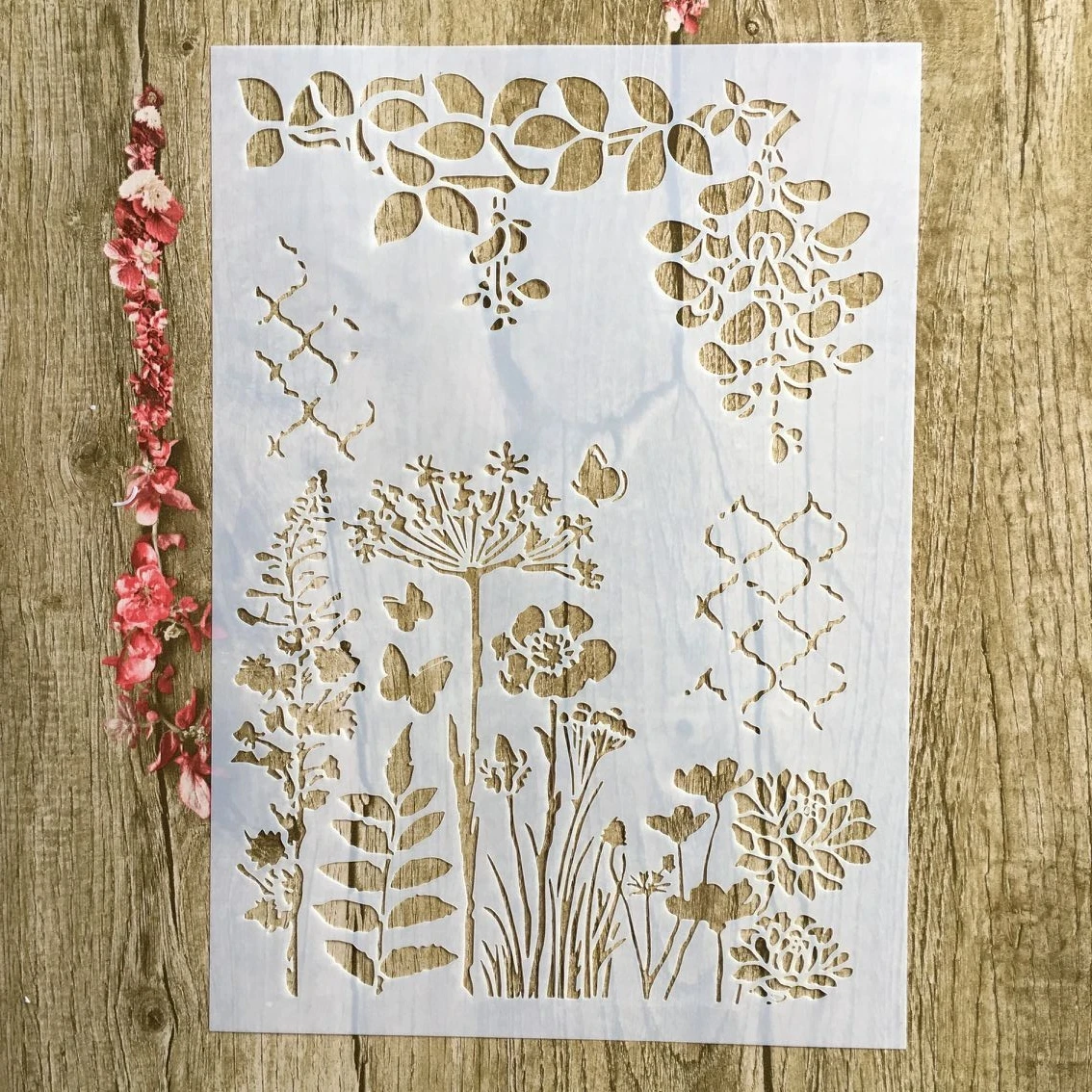 4 개/몫 꽃 프랑스어 단어 DIY 레이어 스텐실 그림 스크랩북 색칠 양각 앨범 장식 종이 카드 템플릿