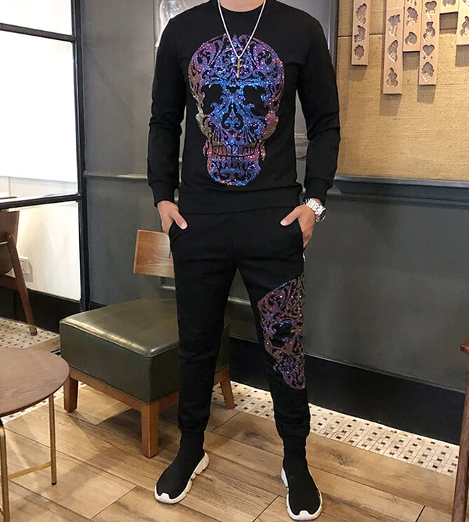 

New 2019 Brand Tracksuit Classic Men Sportswear Two Piece Sets All Cotton Thick Hoodie+pants Sporting Suit Male