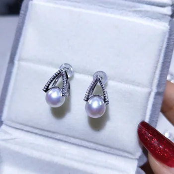 

sterling natural fresh water pearl earrings The same style of Delireba's pearl earrings