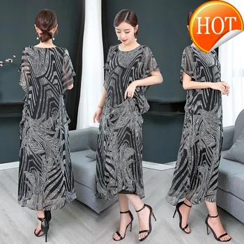 

Fashion Imitation 2020 Silk High Quality Summer Women Dress Printed Retro Dress Chinese Style Loose Casual Sleeveless Plus Size