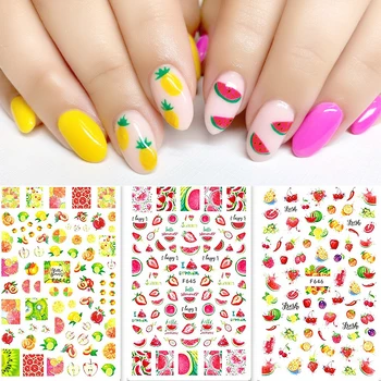 

3D Nail Art Stickers Flower Fruit Series Daisy Colorful Leaf Patterns Design Adhesive Transfer Decals Nail 3D Decorations