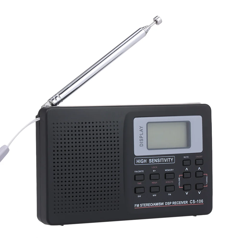 Мини FM радио Портативный радиоприемник FM/AM/SW карманный цифровой стерео наушники
