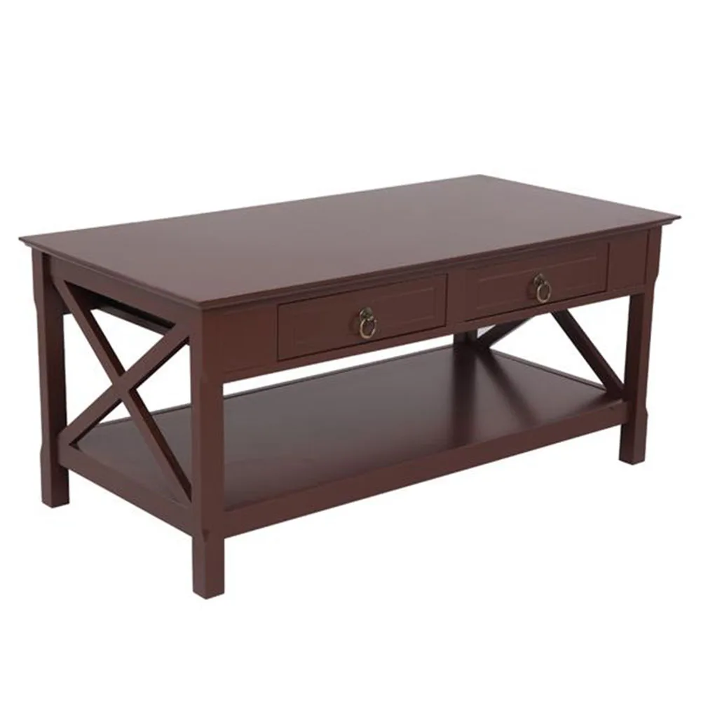 

Furniture FCH Simple Two-Pull Solid Wood Coffee Table With Two Sides for Living Roon Crossed-Brown