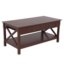 Furniture FCH Simple Two Solid Wood Foot End Table Black for Living Room