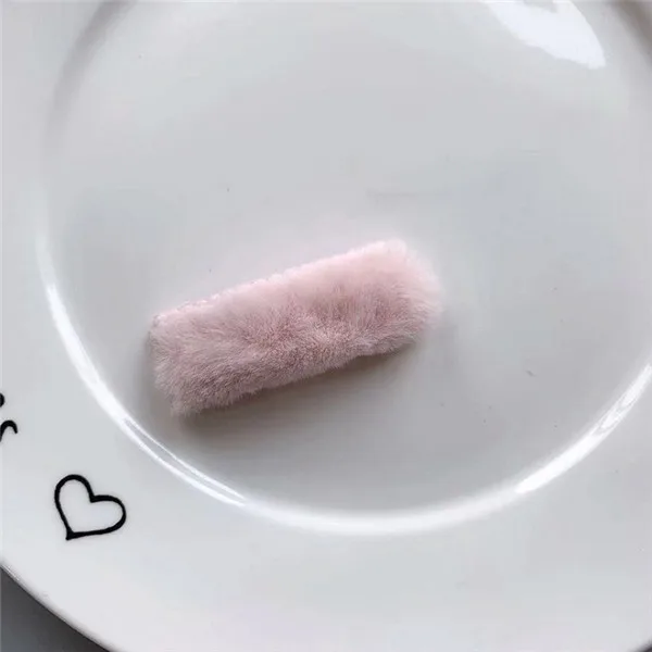 pink 10 шт./партия, многоцветная шерсть, BB клип, имитация кроличьего меха, милая заколка для волос, модные заколки, милые аксессуары для волос - Цвет: pink