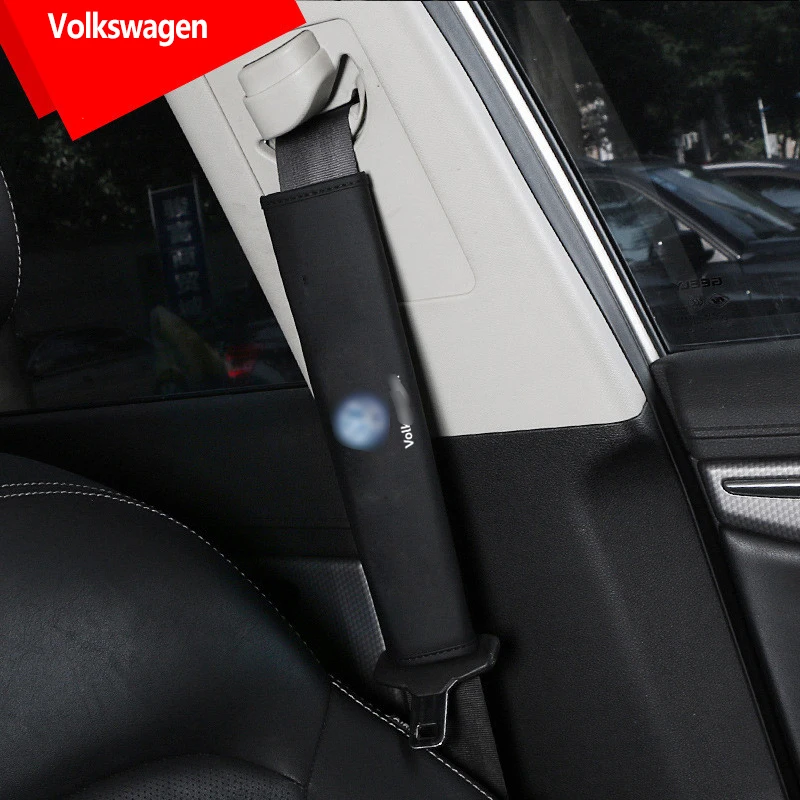 2 шт. модный автомобильный кожаный брендовый ремень с логотипом для volkswagen polo golf 3 4 5 6 7 8 t5 b4 b5 b6 b7 b8 - Название цвета: Черный