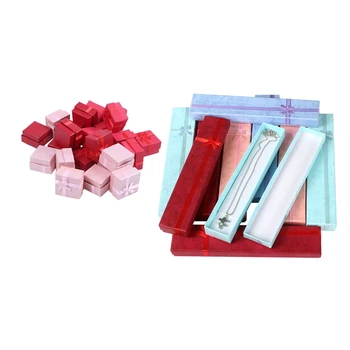 

34 Pcs Elegant Luxury Gift Boxes Long Rectangular for Jewelry Presentation Necklaces 10pcs 22x4x2Cm & 20pcs 4x4cm