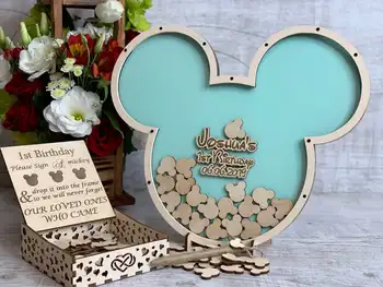 

Baby shower guest book, Mouse guest book, Wedding guest book, Guestbook, Guest book idea, Drop top box, Drop Box guest bo
