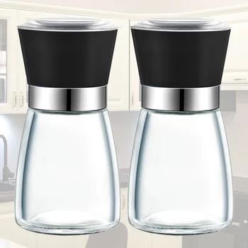 

2pc Grinding Bottle Stainless Steel Portable Mannual Spice Grinder for Restaurant Kitchen