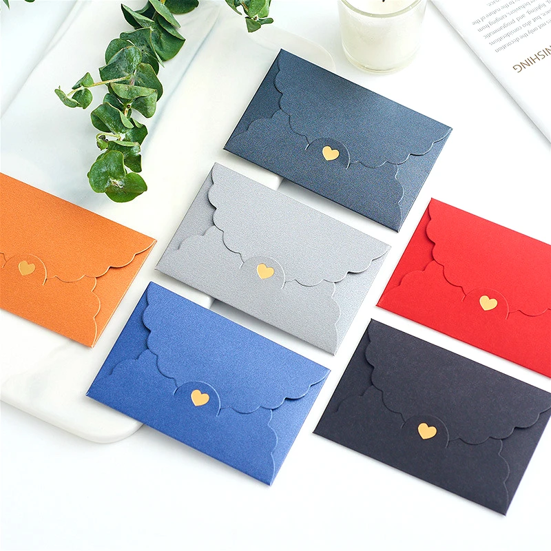 5PC Small Gold Stamp Love Envelop Pearl Craft Cardboard Paper Bank Card VIP Membership Invitation Letter Holder Stationery Gift |