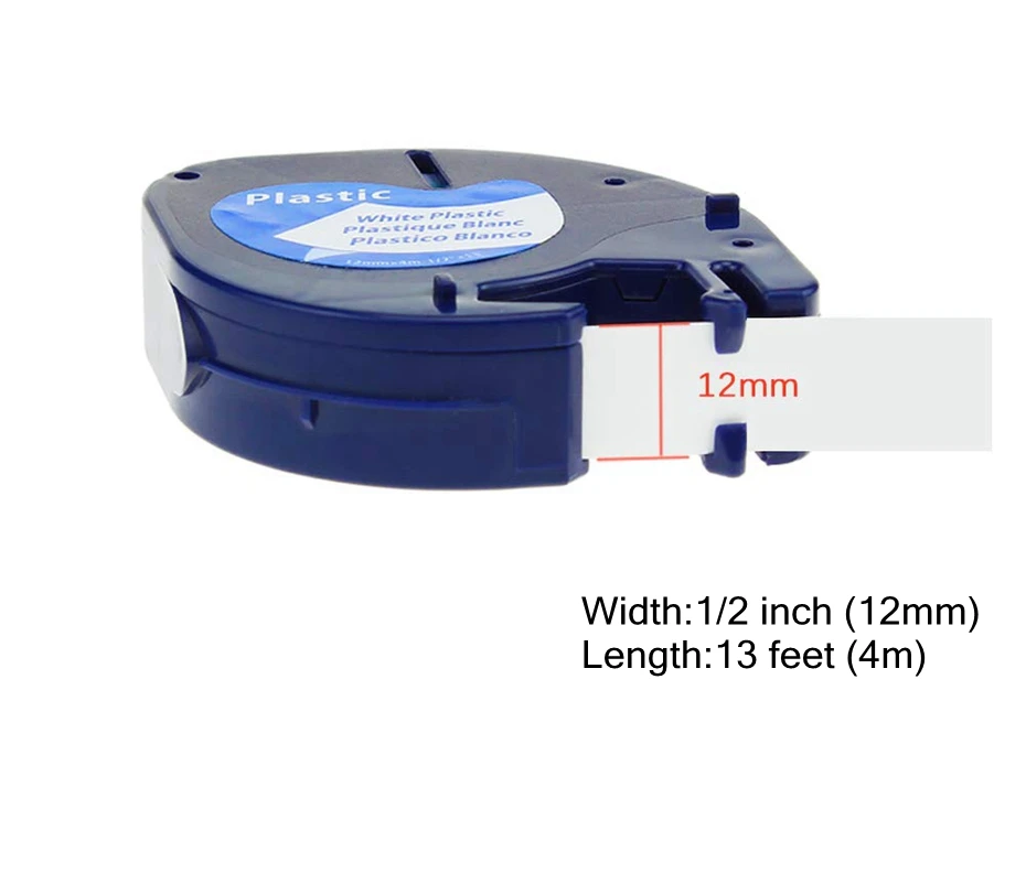 Description Picture 4 of item91201 91200 Black on White Compatible for Dymo LetraTag Label Tape 12mm Plastic 91331 91221 Ribbon for LT100H 100T Label Printer