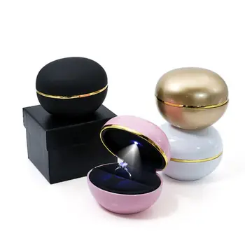 

5 Color Round LED Lighted Cufflinks Ring Storage Box Wedding Jewelry Display Box