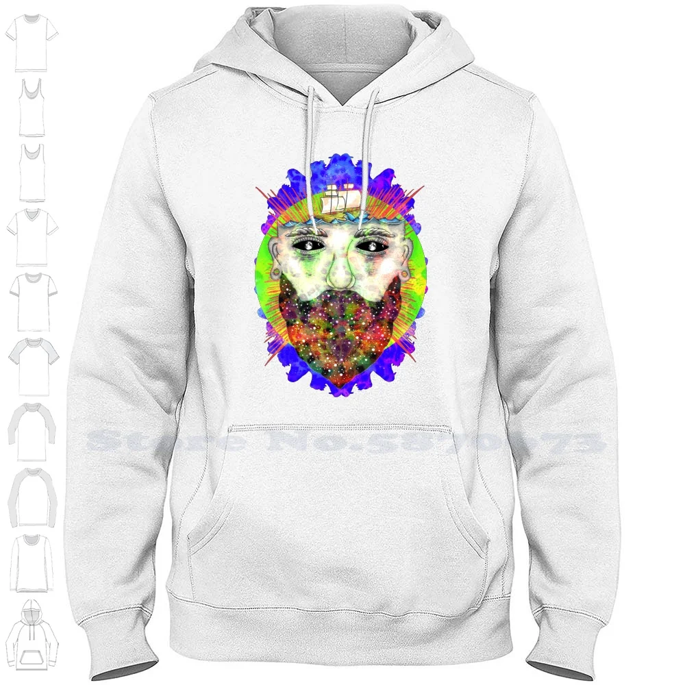 Spacesailor Felpa Con Cappuccio A Maniche Lunghe Space Sailor Psichedelic Trippy Tim Ed Eric Lsd 420 Acid Moon Beard Wolf Wolves