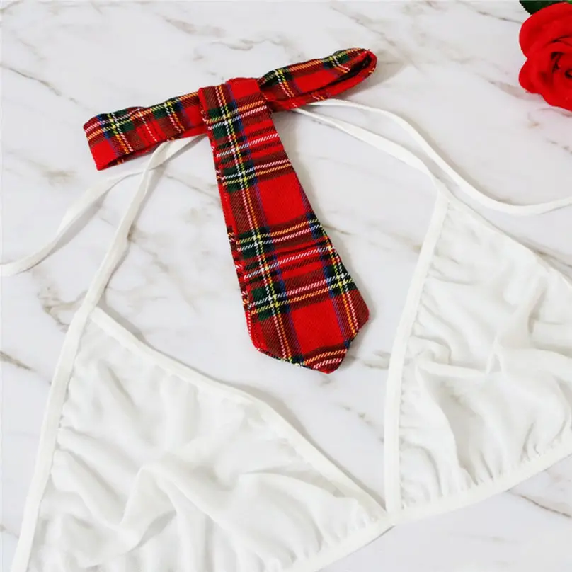 1 Set New Fashion Women Plus Size Sexy Underwear Uniform Bra+Tie+Mini Skirt Set Sexy Lingerie Erotic Cosplay Sex 3A27 (6)