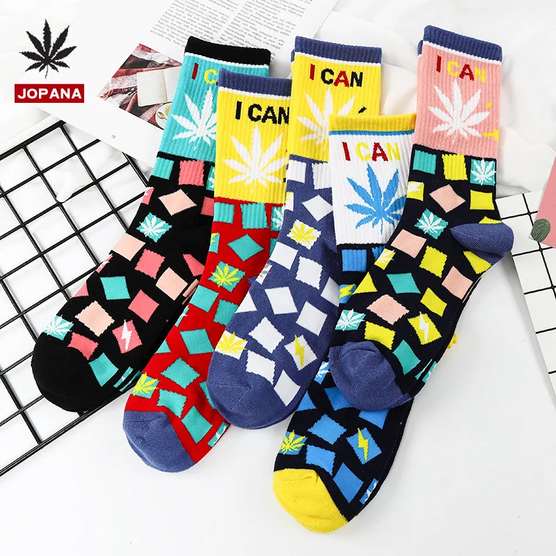 

Long Socks Fashion Women Cotton Woman Leaf Sox Plaid Colorful Thin Sock Novelty Ladies Autumn Winter Hip Hop Lady Calcetines