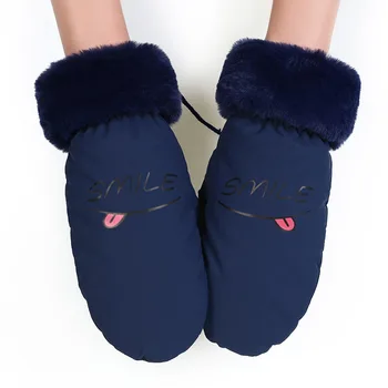 

2019 Lovely Women Winter Gloves Smile Letter Adult's Winter Gloves Women Suede Leather Mittens Cotton Warm Gloves