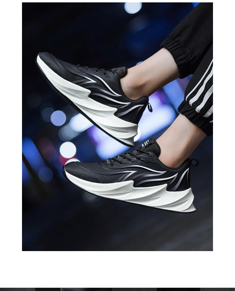 Lovewise/мужские кроссовки для бега; сезон осень; дышащие белые туфли для мужчин; Студенческая Повседневная Спортивная обувь; Мужская обувь в стиле акулы; резиновая обувь