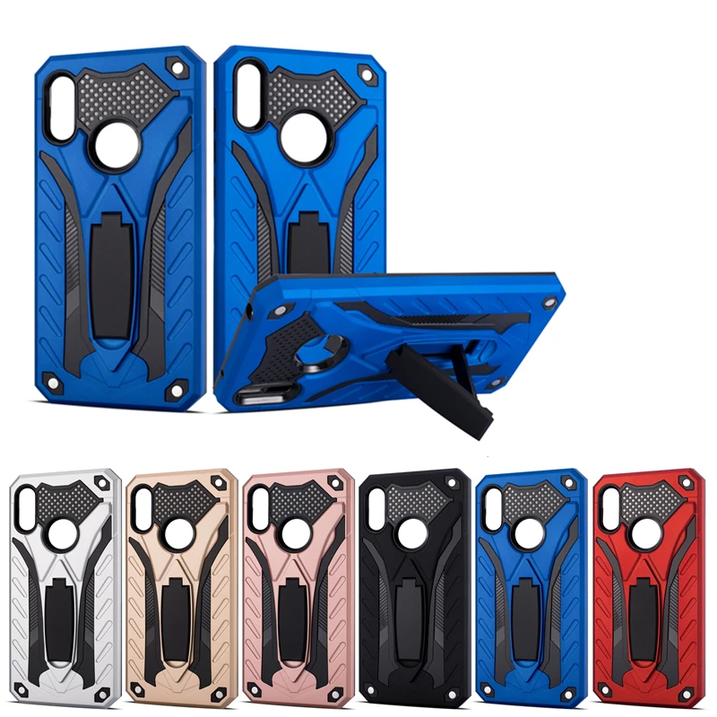 Rugged Protective Case For Huawei Y6 Shockproof Case Knight Armor Hard PC With Stand Phone Case For Y6 Y7 Y9 Pro Prime