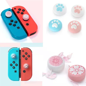 

Cute Cat Paw Pink Sakura Pad Thumb Stick Grip Cap Joystick Cover For Nintend Switch Lite NS Joy-Con Controller Thumbstick Case