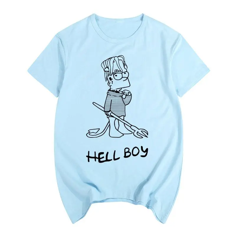 Футболка в стиле Lil peep Hellboy стиль Барта Симпсона Мужская футболка большого