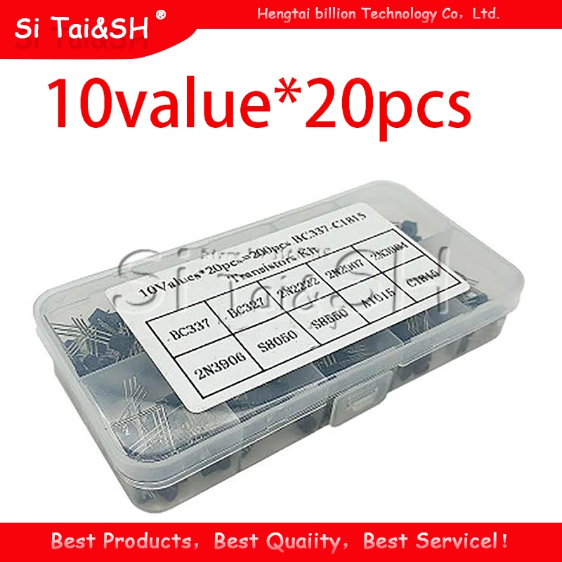 10value*20pcs 200PCS BC337-25 BC327-25 2N2222 2N2907 2N3904 2N3906 S8050 S8550 A1015 C1815 Transistor Assortment Kit with box bjt transistor transistors kit