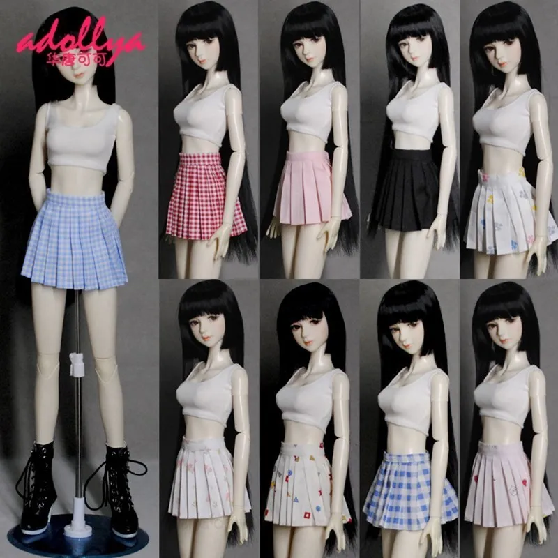 BJD Doll Accessories doll accessories doll clothes accessories doll clothes plush doll accessories Clothes for Dolls Dress JK Skirt White vest Clothes Suit Suitable for 1/3 1/4 Dolls Adollya