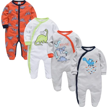 

Kavkas 2020 Newborn Summer Baby Clothes bebe Cotton Long Sleeve Soft Body Rompers 0-12m Cartoon Infant Jumpsuit Night Pajamas